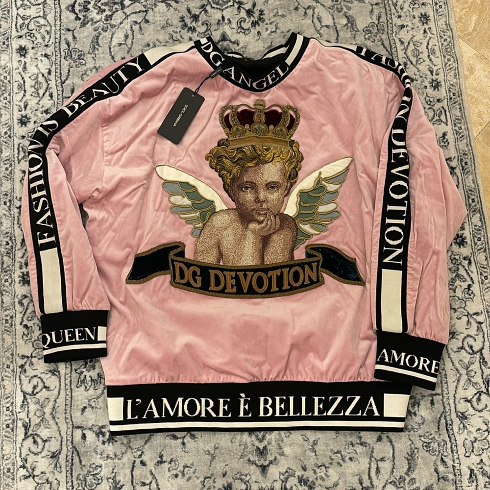 New! Dolce & Gabbana embroidered with velvet sweater - devotion